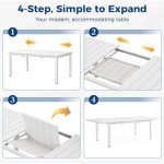 Expandable Aluminum Outdoor Dining Table for 6-8