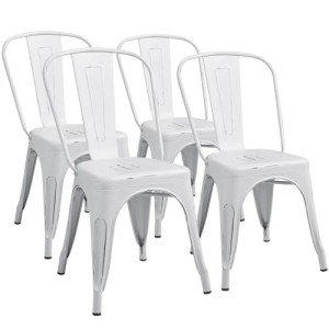 Set of 4 Stackable Metal Dining Chairs