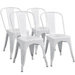 Set of 4 Stackable Metal Dining Chairs