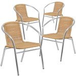 Lila 4-Pack Aluminum Beige Rattan Stack Chairs