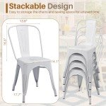 Set of 4 Stackable Metal Dining Chairs