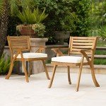 Hermosa Acacia Wood Arm Chairs, 2-Piece Set
