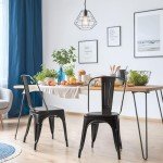Set of 4 Black Stackable Metal Dining Chairs