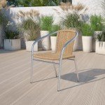 Lila 4-Pack Aluminum Beige Rattan Stack Chairs