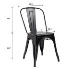 Set of 4 Black Stackable Metal Dining Chairs