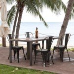 Set of 4 Black Stackable Metal Dining Chairs