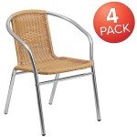 Lila 4-Pack Aluminum Beige Rattan Stack Chairs