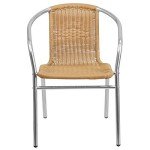 Lila 4-Pack Aluminum Beige Rattan Stack Chairs