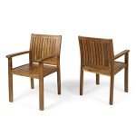 Teague Acacia Wood Outdoor Dining Chairs Set of 2
