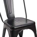 Set of 4 Black Stackable Metal Dining Chairs