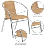 Lila 4-Pack Aluminum Beige Rattan Stack Chairs
