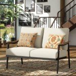 Wicker Backrest Patio Sofa with Cushions