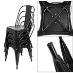 Set of 4 Black Stackable Metal Dining Chairs