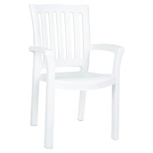 Sunshine White Resin Patio Dining Arm Chairs - 2 Pack