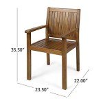 Teague Acacia Wood Outdoor Dining Chairs Set of 2