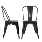 Set of 4 Black Stackable Metal Dining Chairs