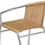 Lila 4-Pack Aluminum Beige Rattan Stack Chairs