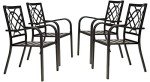 Omelaza Stackable Wrought Iron Outdoor Dining Chairs