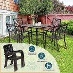 Omelaza Stackable Wrought Iron Outdoor Dining Chairs