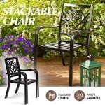 Omelaza Stackable Wrought Iron Outdoor Dining Chairs