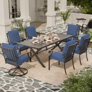 7-Piece Outdoor Dining Set with Swivel Rockers