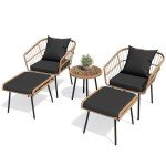 5-Piece All-Weather Outdoor Wicker Furniture Set