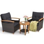 YITAHOME 3-Piece Wicker Bistro Set with Cushions