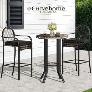 YITAHOME 3-Piece Outdoor Wicker Bar Set