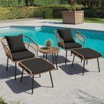 5-Piece All-Weather Outdoor Wicker Furniture Set