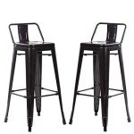 Adjustable Black Metal Bar Stool Set of 2