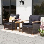 YITAHOME 3-Piece Wicker Bistro Set with Cushions