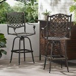 Avon Outdoor Cast Aluminum Bar Stools - Set of 2