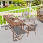 Set of 2 Modern Rattan Counter Height Bar Stools