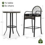 YITAHOME 3-Piece Outdoor Wicker Bar Set