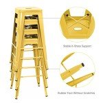 Set of 4 Yellow Metal Bar Stools