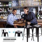 Adjustable Black Metal Bar Stool Set of 2
