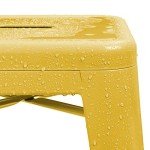 Set of 4 Yellow Metal Bar Stools