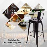 Adjustable Black Metal Bar Stool Set of 2