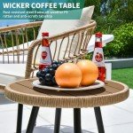 YITAHOME Outdoor Wicker Patio Bistro Set with Cushions