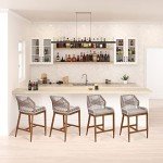 Set of 2 Modern Rattan Counter Height Bar Stools