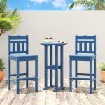 Navy Blue 3-Piece Adirondack Bar Set