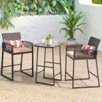 Sunsitt 3-Piece Wicker Bar Table and Stools Set