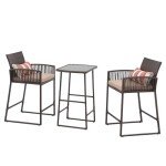 Sunsitt 3-Piece Wicker Bar Table and Stools Set