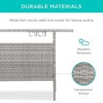 Wicker Bar Counter Table with Shelves - Gray