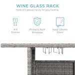 Wicker Bar Counter Table with Shelves - Gray