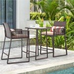 Sunsitt 3-Piece Wicker Bar Table and Stools Set