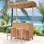 3-Piece Outdoor Tiki Bar Set with Canopy