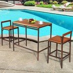 Tangkula 3-Piece Outdoor Rattan Bar Table Set