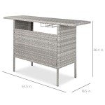 Wicker Bar Counter Table with Shelves - Gray