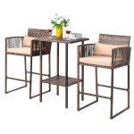 VINGLI 3-Piece Wicker Patio Bar Set